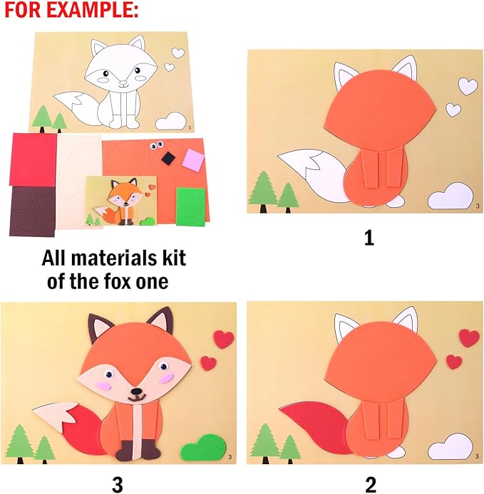 Lovyan 3D EVA Foam Stickers for Toddlers 12PCS Sticky Foam DIY Craft Preschool Art Class Drawing Sticker Puzzle Art Kit for Kids Boys Girls (Animals)