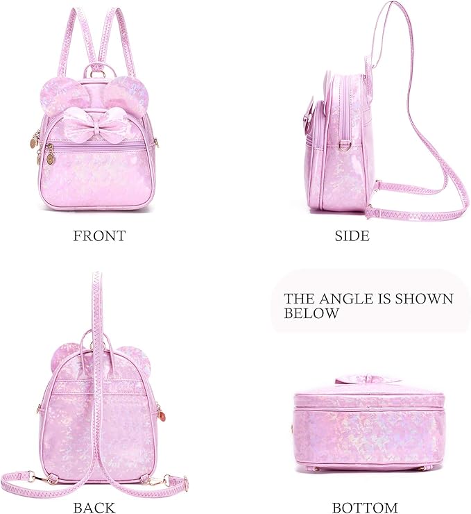 KL928 Girls Bowknot Polka Dot Cute Mini Backpack Small Daypacks Convertible Shoulder Bag Purse for Women