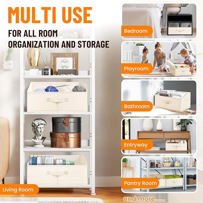 Criusia Closet Organizers Bins 6 Pack - Large Closet Shelf Organizer with Handles - Fabric Trapezoid Home Organization and Storage Baskets for Organizing Clothes Toy Blanket Towel Purse Hats