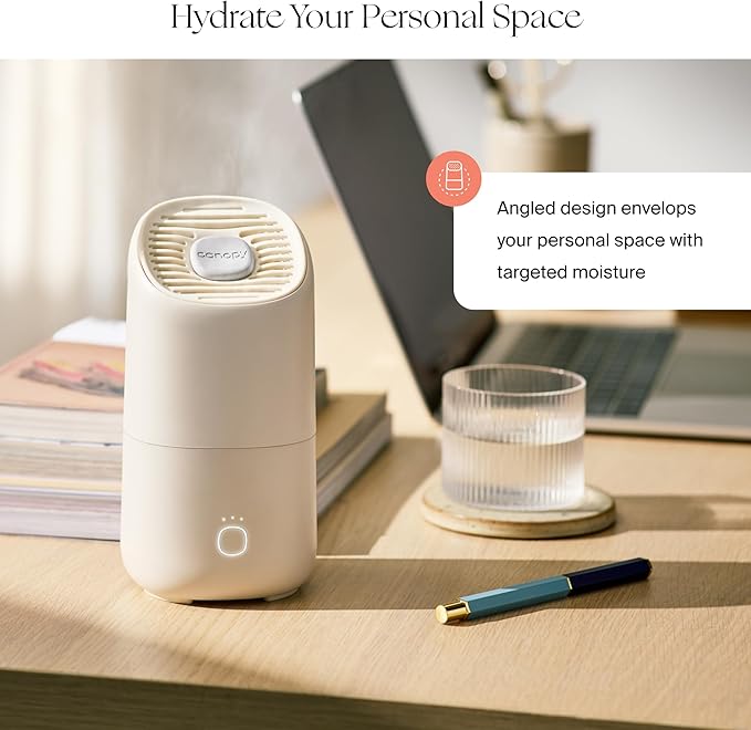 Canopy Portable Misting Humidifier - Cordless 11 HR Run Time, 500 mL, TSA Approved Travel Humidifier - Alleviate Symptoms of Allergies, Flu, Cold, Dry Skin - Includes Aroma & Adapter - Moonstruck