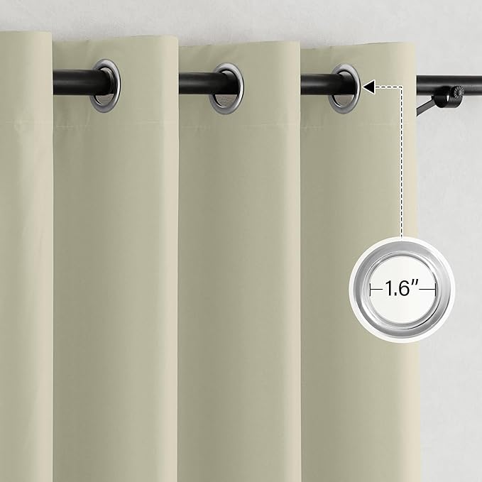 NICETOWN 100% Blackout Curtains 96 inches Long, Grommet Lightweight Easy to Install Portable Blackout Curtains Energy Saving Shades for Living Room/Bedroom, Muted Beige, W52 x L96, 2 Panels