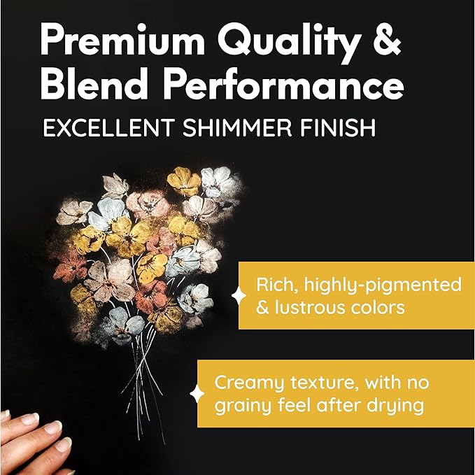 MozArt Supplies Komorebi Metallic Watercolor Paint Set – Set of 6 Shimmery Colors – Portable and Lightweight – For Artists, Students, Kids & Hobbyists - Metallic Watercolor Paints