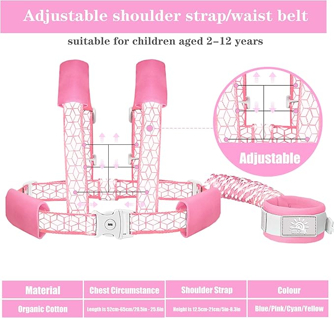 Toddler Leash -Anti Lost Wrist Link for Toddlers -Toddler Harness with Lock for Kids,Baby Leash,Leash for Toddlers,Wrist Leashes,Child Leashes for Toddlers,Upgrade with Reflective Tape Liner for Kids