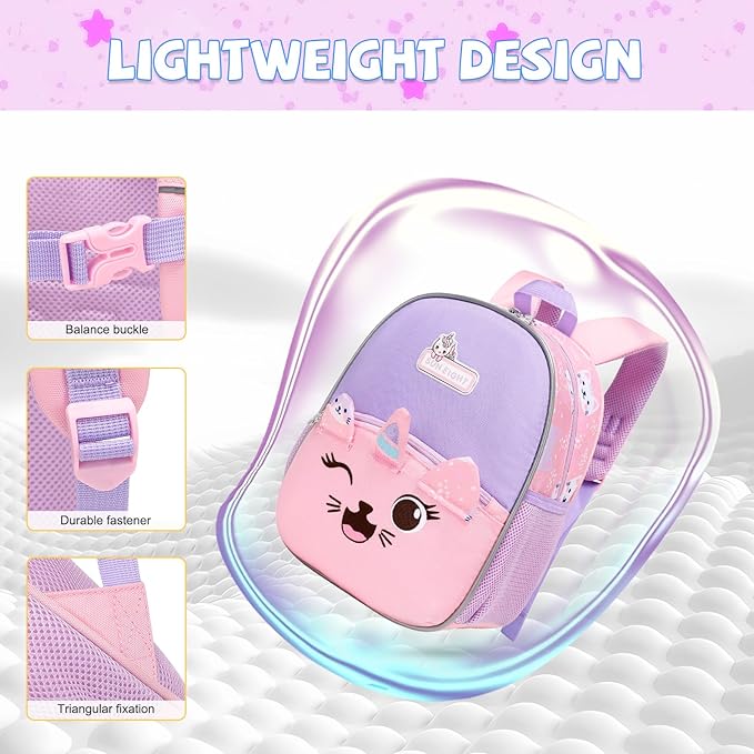 Toddler Backpack with Pink Unicorn Design, Adjustable Shoulder Straps, and Front Pocket, Perfect for Boys and Girls Aged 1-6