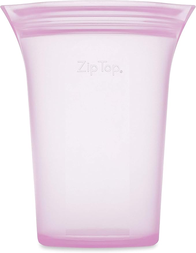 Zip Top Reusable Food Storage Bags | Large Cup [Lavender] | Silicone Meal Prep Container | Microwave, Dishwasher and Freezer Safe | Made in the USA