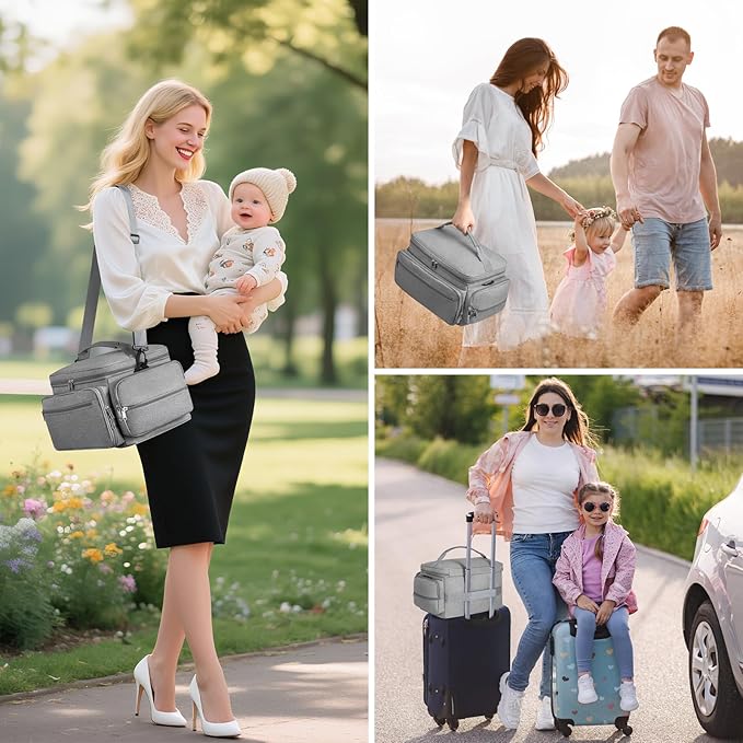 Breast Pump Bag for Spectra S1 S2 with Waterproof Mat, Breast Milk Cooler Bag for Pump Essentials, Pumping Bags for Working Mom Travel Camping, Grey