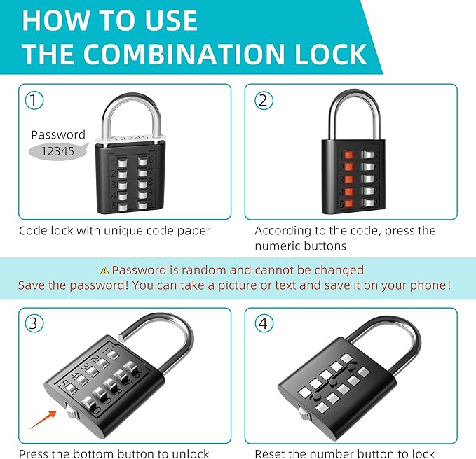 2 Pack Door Lockout Device, Child Proof Door Knob Covers with Combination Padlock, Door Handle Lock for Dementia Elderly Safety, Temporary Door Lock - Black