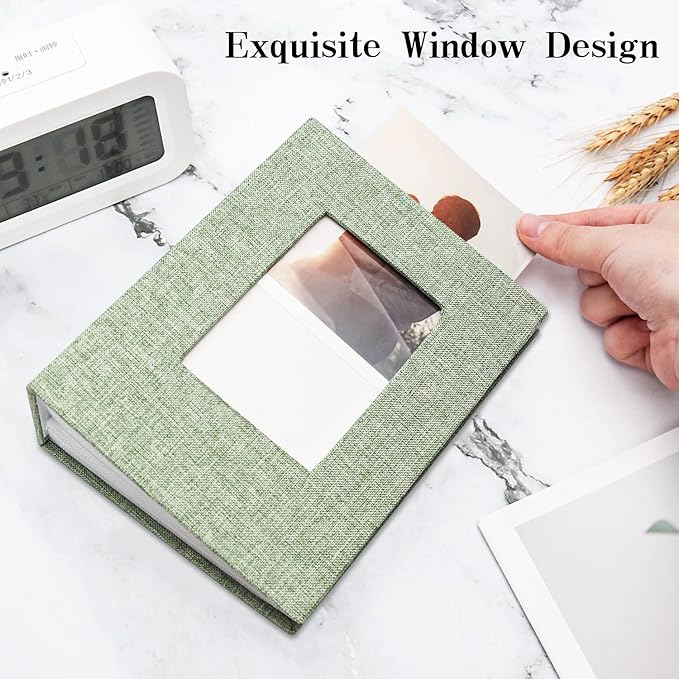 Vienrose Photo Album 4x6 100 Pages Photos Linen Cover Picture Book with Front Window for Baby Wedding Children