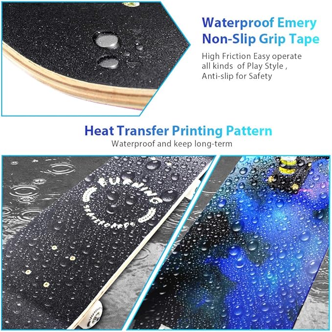 Easy_Way Complete Skateboards- Standard Skateboards for Beginners Kids Boys Girls Teenager- 31''x 8''Canadian Maple Cruiser Pro Skate Board, Skateboards