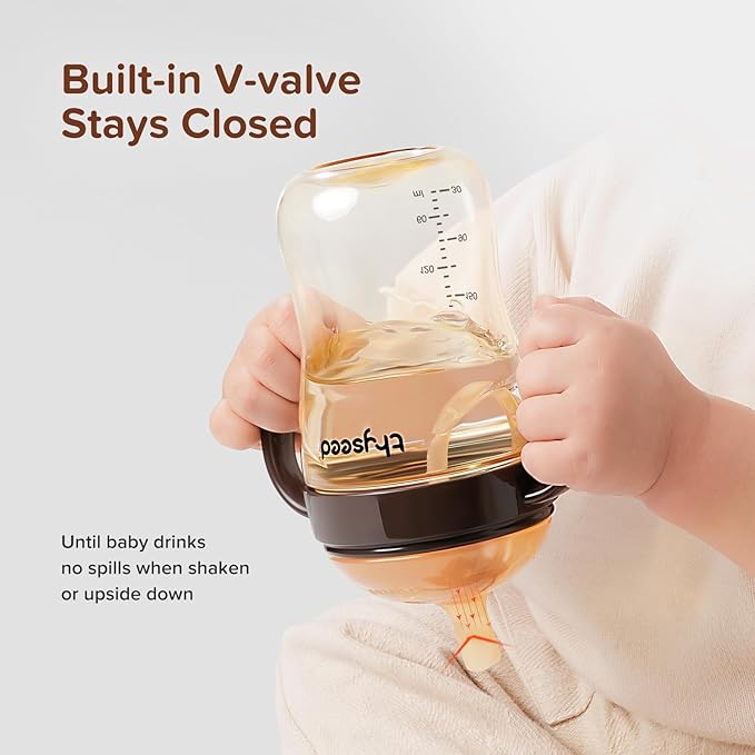 PPSU Weighted Straw Cup with Handles Toddlers Transition Bottles to Sippy Cups No Spill Learner Milk Water Baby Bottle Soft Silicone Spout Dishwasher Safe BPA Free 6+ Months 10oz/300mL 1 Pack