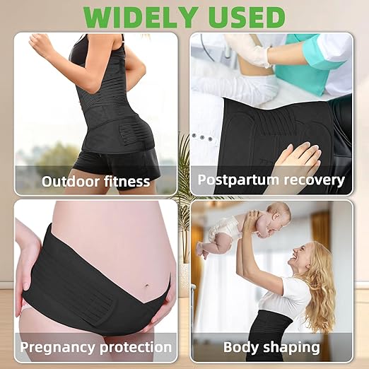 2 in 1 Postpartum Belly Band Wrap Black, C-Section Support Belt Medium, Post Partum Support Recovery Waist/Pelvis Belt, Hysterectomy Belly Band Binder Girdle Stomach