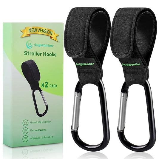 Stroller Hooks for Bags, 2 Pack Non-Slip Stroller Clips and Hooks, Adjustable Stroller Carabiner Clip, Baby Stroller Accessories, Hooks for Bike, Scooter, Wheelchair, Walker by Aguwontior
