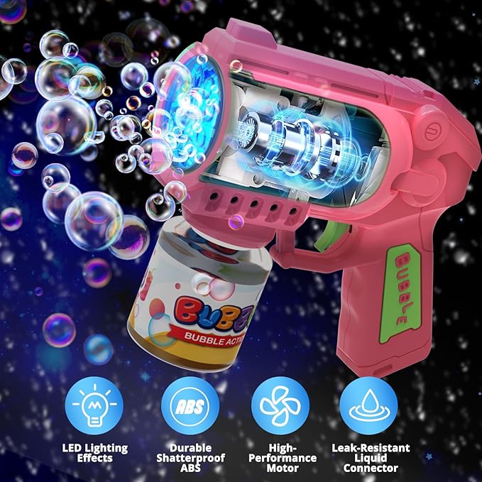 EagleStone Bubble Gun Toys for 3+ Year Old Kids Boys Girls, 2 Pack Automatic Bubble Machine with Bubble Solution, Summer Outdoor Kids Toys for Ages 3-4,4-6,5-7, Birthday Gifts for 3 4 5 6 7 8 Year Old