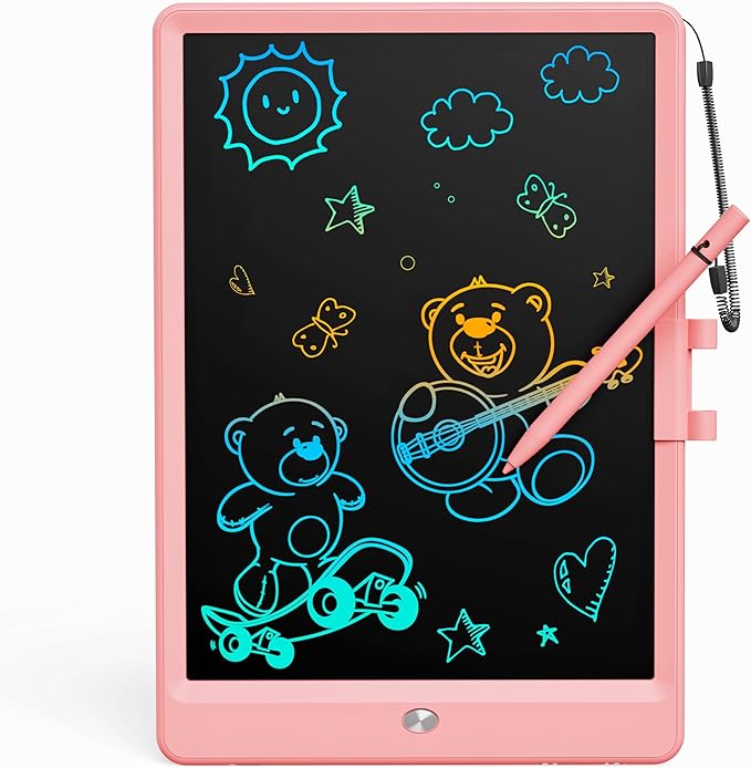 Bravokids Toys for 3 Years Old Girls Boys, LCD Writing Tablet 10 Inch Doodle Board, Electronic Drawing Pads, Educational Birthday Gift for 3 Years Old Kids Toddler (Light Pink)