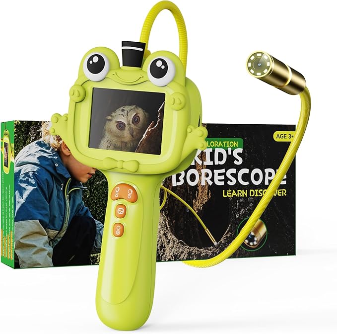 Borescope Camera Toy with Light for Kids - STEM Science Educational Toy for 4 5 6 7 8 9 10 Years Old Boys Girls Birthday Gift, Snake Scope Camera for Outdoor Camping Nature Exploration