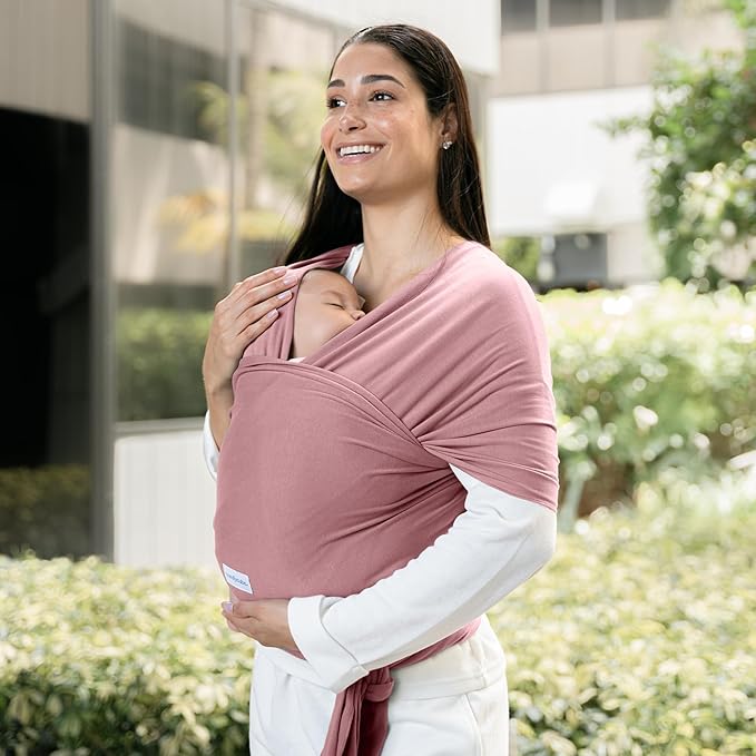 Comfy Cubs Baby Wrap Carrier - Soft & Secure Fit Cotton Blend Baby Carrier Newborn to Toddler - Hands-Free & Lightweight Infant Wrap - Adjustable, One Size Fits All Toddler Sling - Mauve