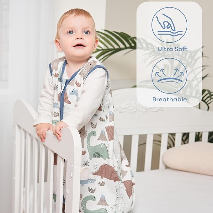 Yoofoss Baby Sleep Sack 0-6 Months Wearable Blanket 100% Organic Cotton 2-Way Zipper TOG 0.5 Toddler Sleeping Sack 3 Pack, Comfy Soft Lightweight (Small)