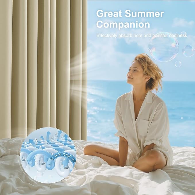 NICETOWN 100% Blackout Curtains for Bedroom 84 inch Long Thermal Insulated Blackout Curtains for Living Room, Energy Saving Grommet Drapes for Patio Door (1 Pair, Cream, 42W x 84L)