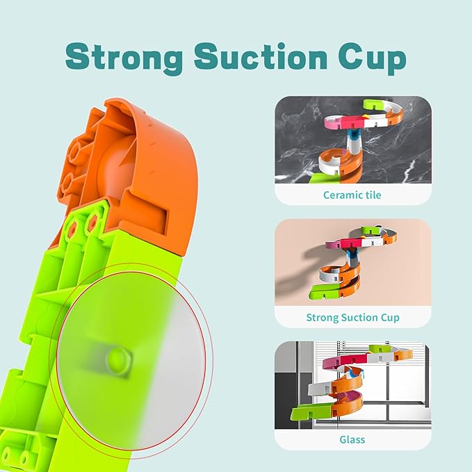 Baby Bath Toys for Toddler 1-3 3-5, Bathtub Shower Building Duck Toy, 43 PCS Slide Blocks Marble Run Toys for Kids 1 2 3 4 5 Years Old Toddler Boys and Girls