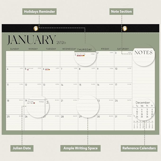 2026 Desk Calendar, Large Desktop/Wall Monthly Calendar (Jan. 2026 - Jun. 2027) 17'' x 12'' School Year Desk Planner for Teacher Family Office Supplies