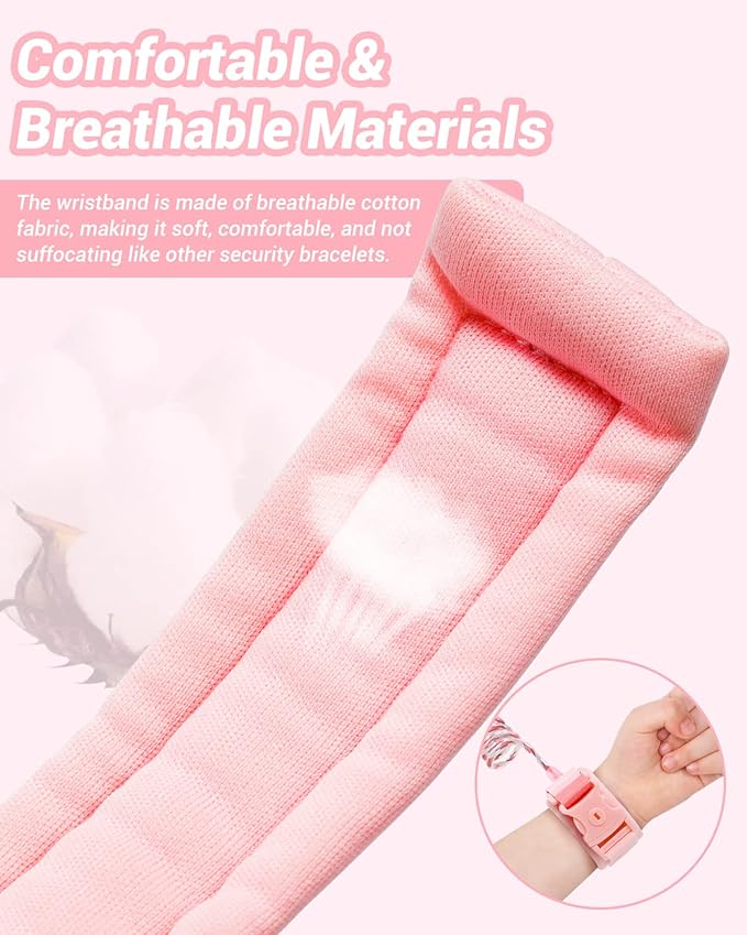 Anti Lost Wrist Link, Dr.meter 2 Pack Toddler Safety Leash with Key Lock, Reflective Child Walking Harness - Dual 8.2ft Length Pink & Blue Parent Kids Leash for Outdoor Activity Travel Gear