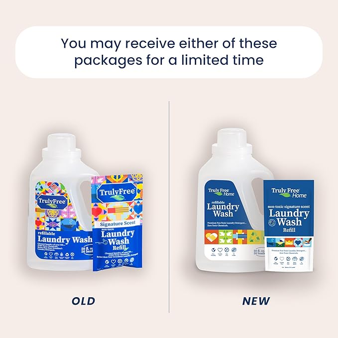 Natural Laundry Detergent for Sensitive Skin | Eco Friendly, Plant Based, Baby Clothes Safe | Clean & Easy Powder to Liquid, 1 Pack Detergent + 1 Refillable Jug | Signature Scent, 50 Loads