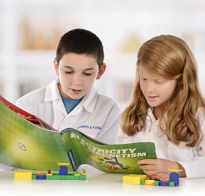 Thames & Kosmos Electricity & Magnetism Science Kit | 62 Safe Experiments Investigating Magnetic Fields & Forces for Ages 8+ | Assemble Electric Circuits with Easy Snap-Together Blocks