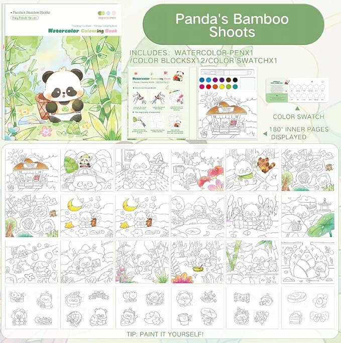 Paint with Water Coloring Books for Kids Ages 3-5, 4-8 – Cute Coloring Book for Teens,Arts and Crafts for Kids Ages 3 4 5 6 7 8+, Birthday Gift Toys for Girls Boys,Travel Toys-Panda