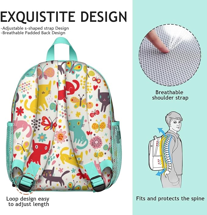 Toddler Backpack for Girls 3-8: Preschool Kindergarten Backpack - Cute Kids Backpacks for Girls-Cute Cat