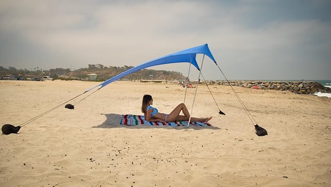 Neso Tents Beach Tent with Sand Anchor, Portable Canopy Sunshade - 7' x 7' - Patented Reinforced Corners(Periwinkle Blue)