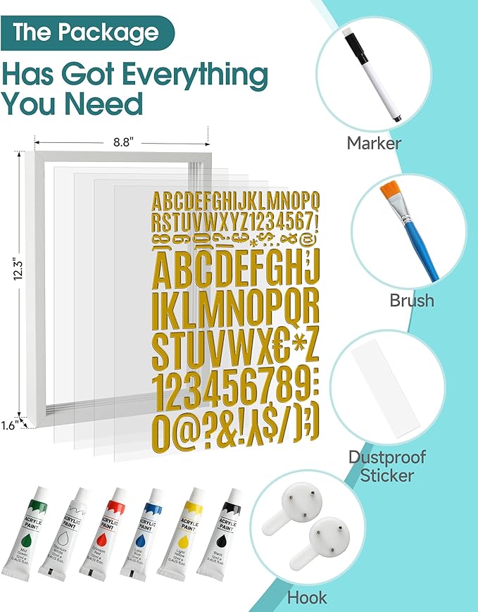 Family Handprint Kit, Baby Hand Print Kit, DIY Handmade Craft Keepsake Frame, Adoption Family Gifts for New Mom, New Parents, Grandparents, Mother's Day, Father's Day, Christmas, 6 Non-Toxic Paints