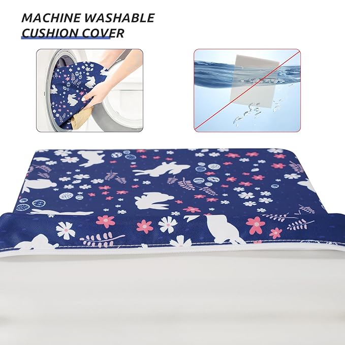 SMZCTYI Toddler Booster Seat for Dining Table, Stronger Support Non-Slip Bottom Double Safe Straps Booster Seat Dining Toddler, Portable Travel Increasing Cushion (Navy Blue Rabbit)