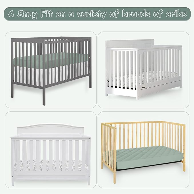 Yoofoss Waterproof Crib Mattress Protector 2 Pack, Quilted Crib Mattress Pad Cover Ultra Soft and Breathable, Machine Washable Toddler Mattress Protector for Standard Baby Crib Size 52''x28''