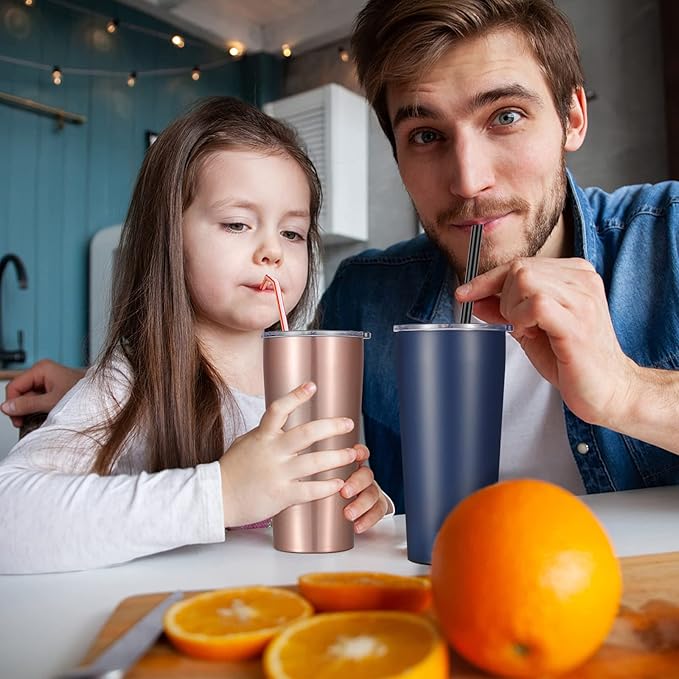 VEGOND 20oz Tumbler Bulk with Lid and Straw 1 Pack, Stainless Steel Vacuum Insulated Tumbler, Double Wall Coffee Cup Travel Mug, Navy Blue