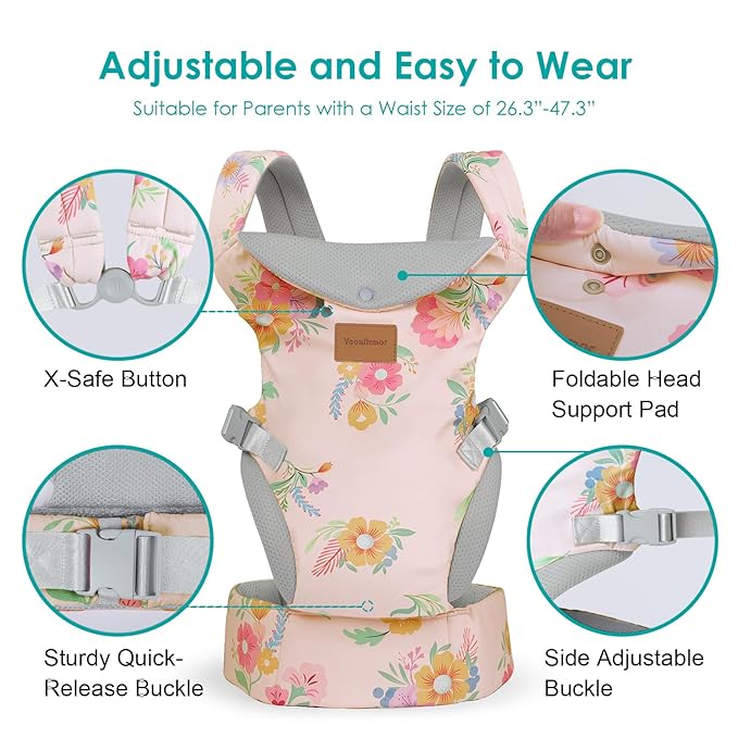 Baby Carrier Newborn to Toddler, Ergonomic Adjustable Toddler Carriers for 7-66 Lbs, Cozy Lightweight Infant Carrier with Neck Support, Baby Holder Carrier with Lumbar Support for Mom Dad