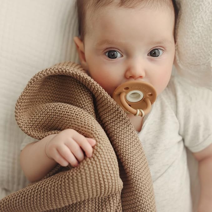 Heritage Knit Organic Cotton Baby Swaddle Blanket - 100% Luxury Organic Cotton Knit Receiving Blanket - Soft Warm Unisex Crib Blankets for Newborns Infants Boys & Girls (0-2Yrs - Milk Chocolate)