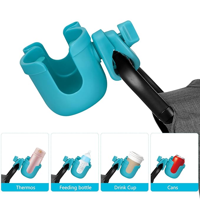 Suranew Adjustable Stroller Cup Holder with Phone Holder for Baby Stroller for Family Members, Sky Blue