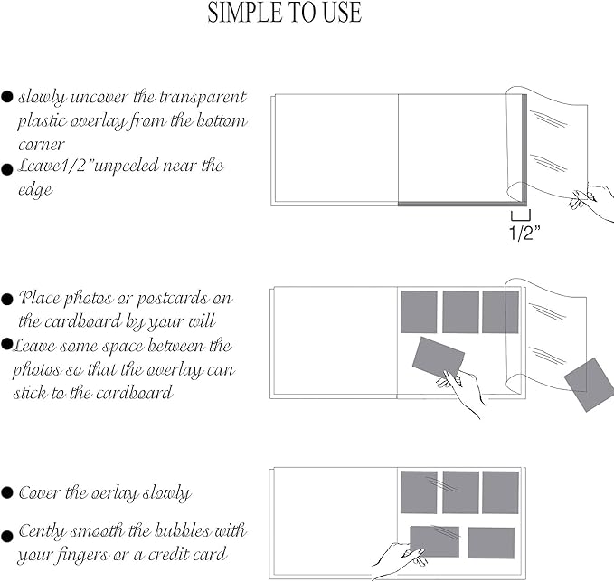 Self-Adhesive Photo Album, Dust-free, glue free and waterproof Scrapbook Album, Family album, Leather Cover, Hand Made DIY Albums Holds 3x5, 4x6, 5x7, 6x8,8x10 photos (Oatmeal, Large)