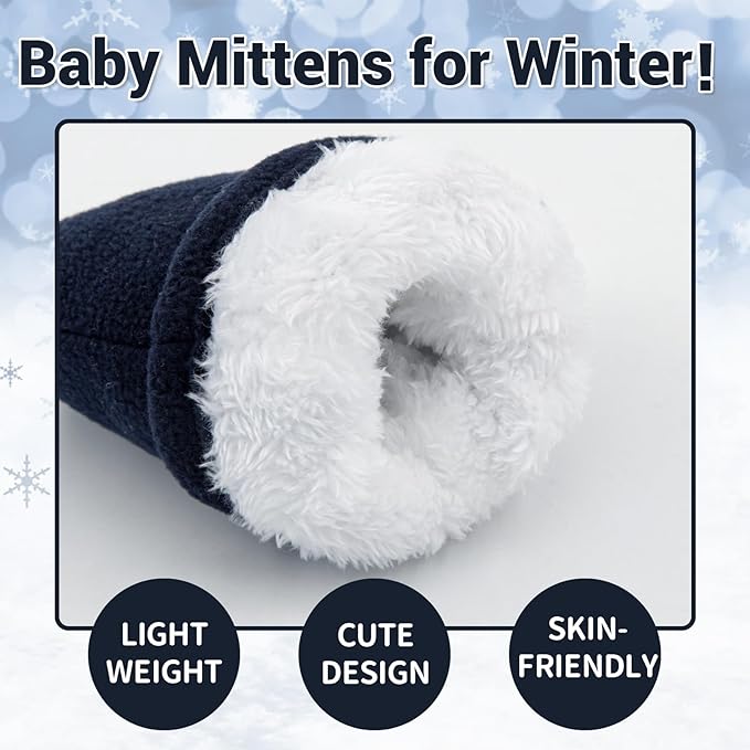 BAVST Baby Toddler Winter Mittens Girls Warm Fleece Lined Gloves Kids Sherpa Lined Mittens for Boys