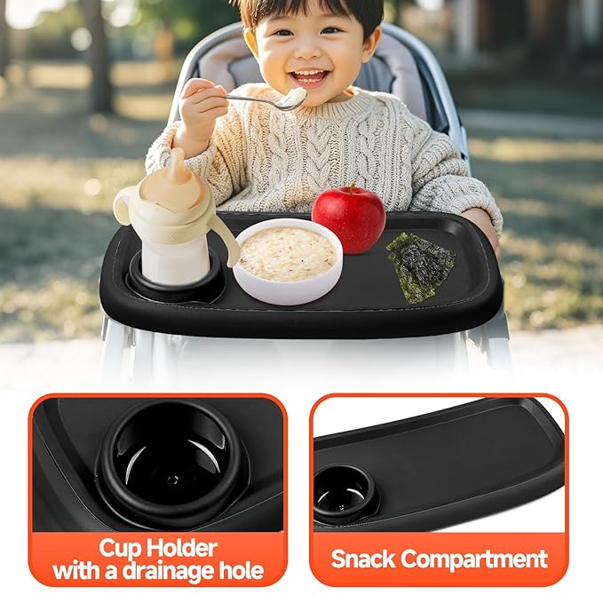 Snack Tray Compatible with Nuna Strollers, Stroller Tray Attachment Fits for Nuna, Stroller Trays with Cup Holder, Strollers Cup Holder, Easy to Install, Ideal for Strollers Accessories