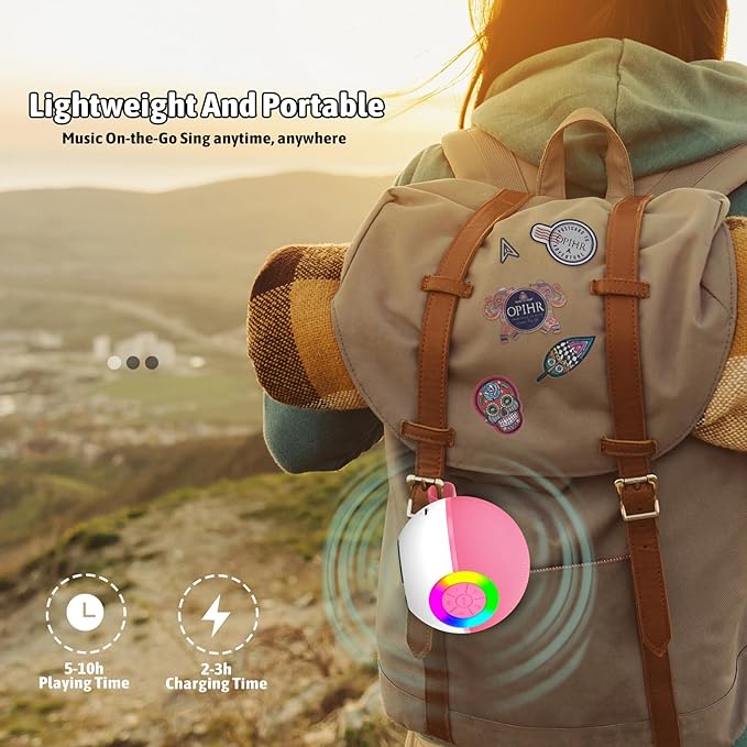 Karaoke Microphone Machine Toys for Kids Adults, Mini Portable Bluetooth Speaker with 2 Wireless Mics, Christmas Birthday Gifts for Boys Girls Ages 3 4 5 6 7 8 9 10 11 12+ Year (Pink)