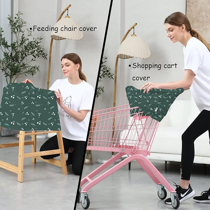 Carseat Covers for Baby Breastfeeding – Multi use Car Seat Canopy Cover, Infant Stroller Canopy Cover for Girls (Green Print)