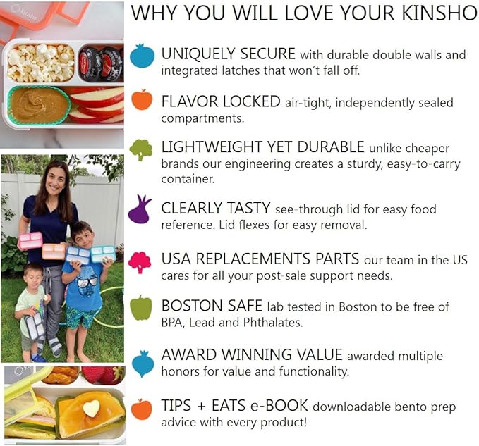 kinsho Snack Containers for Kids Toddlers Baby Adults | MINI Bento Lunch-Box | SMALL Bento-Box Portion Container | Toddler Pre-School Girls Boys | Leak-proof Boxes | Purple Blue Set of 2