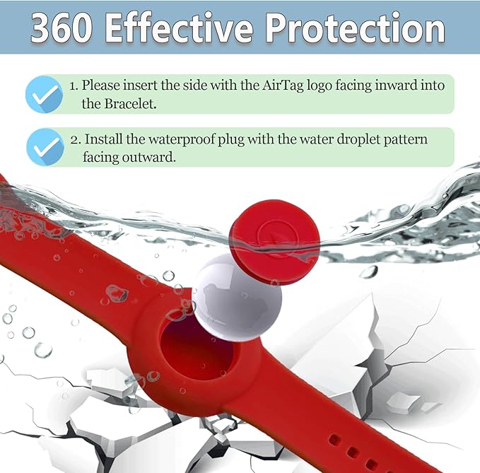 Waterproof Bracelet for AirTag Kids, Personalized Initial Letter Hidden Holder Compatible with Air Tag, Silicone Case for Airtag Adjustable Anti-Lost GPS Tracker for Toddler Child Elder, K