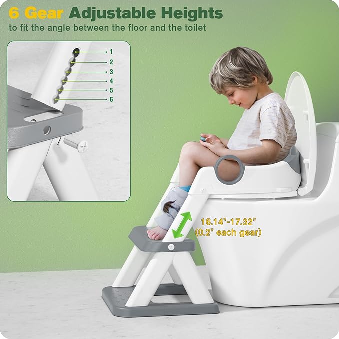 Potty Training Seat, Upgrade Toddler Toilet Seat for Kids Boys Girls, 2 in 1 Potty Training Toilet, Splash Guard Anti-Slip Pad Step Stool