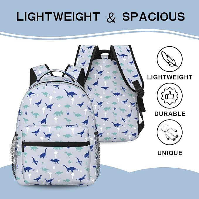 Dinosaur Backpack for Kids Boys Girls, Lightweight School Bookbag with Multiple Compartments, Simple Modern Waterproof Durable Kids' Backpack for Age 5-12, for School & Outdoor Activities