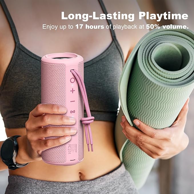 MIATONE Boombox Outdoor Portable Bluetooth Speaker Waterproof Wireless Speakers Gifts for Women Mothers Mom Wife Her - Pink