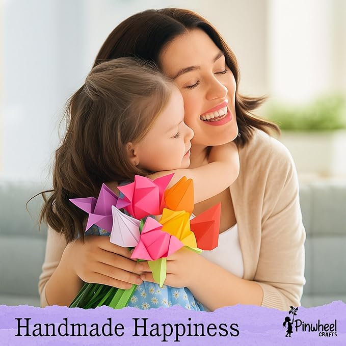 Pinwheel Crafts Origami Papers Kit - Multicolor Flower Origami Kit for Kids,Teens and Adults Ages 6 7 8 9 10 11 12+, Arts and Paper Crafts for Kids 550 Pcs - Fun Foldable Gift