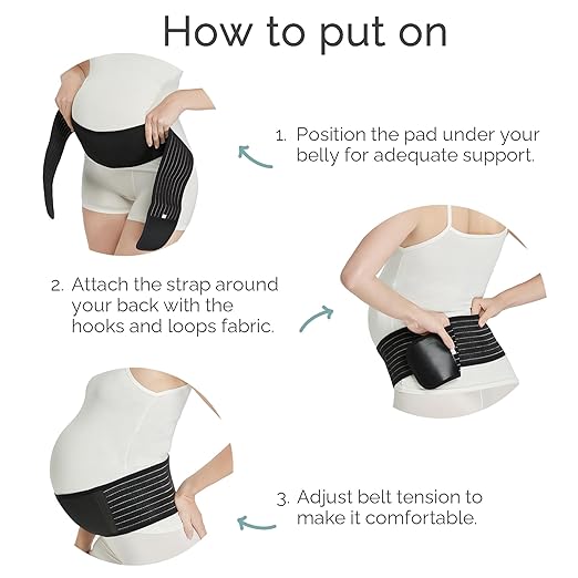 NeoTech Care Adjustable Maternity Belt - Light and Breathable Pregnancy Belly Support Band for Pregnant Women (Black, Regular Size)