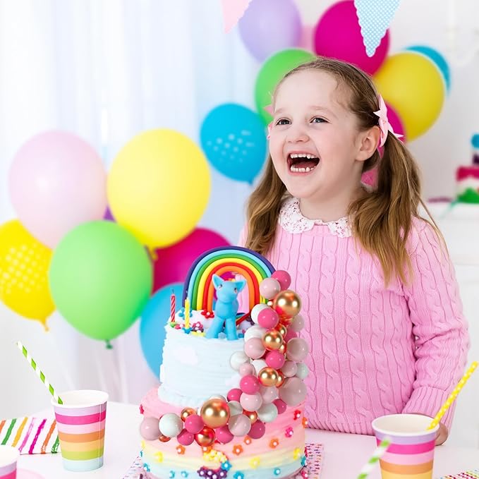 75 Pieces Cake Balls Topper Decorations Foam Cupcake Topper Mini Balloon Cake Topper Balls Cake Picks for Cake Deco Birthday Party Wedding（Rose Pink, Pink, Gold, White）